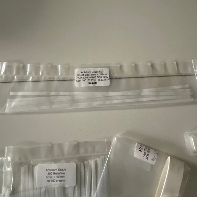 Ahlstrom grade sample strips in bags