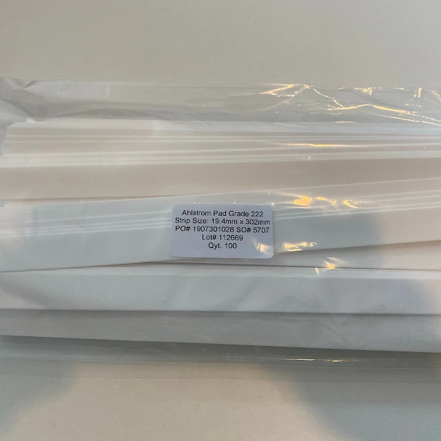Ahlstrom strips in labelled plastic bag