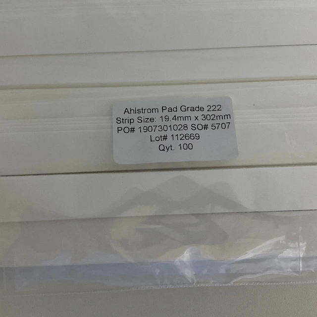 Bagged ahlstrom 222 strips label close up