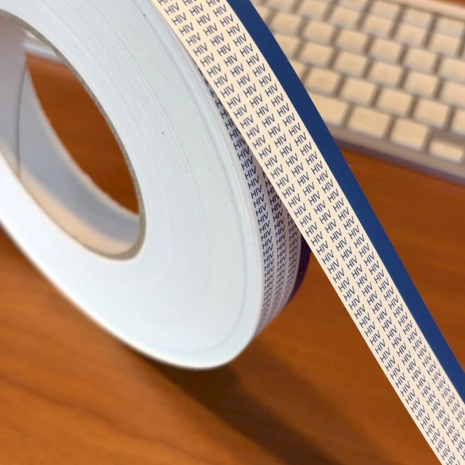 Blue edge printed cover tape roll desk