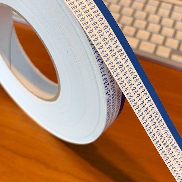 Blue edge printed cover tape roll desk