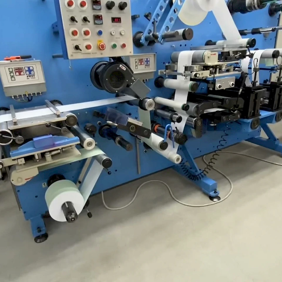 Blue rotary die cutting line full view