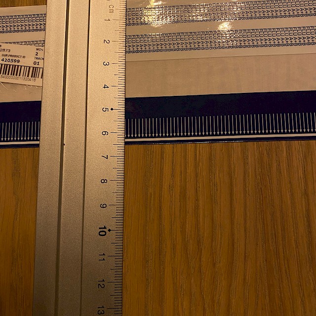 Blue scale strip width measured ruler