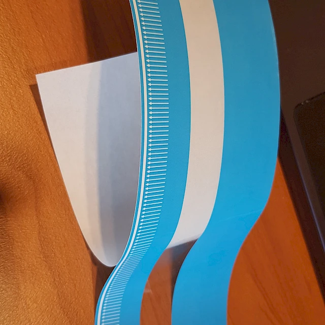 Blue striped printed tape strip