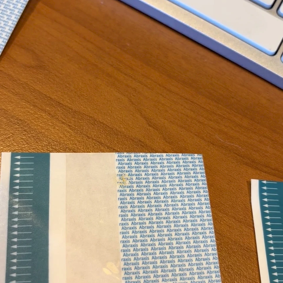 Blue text printed cover tape samples