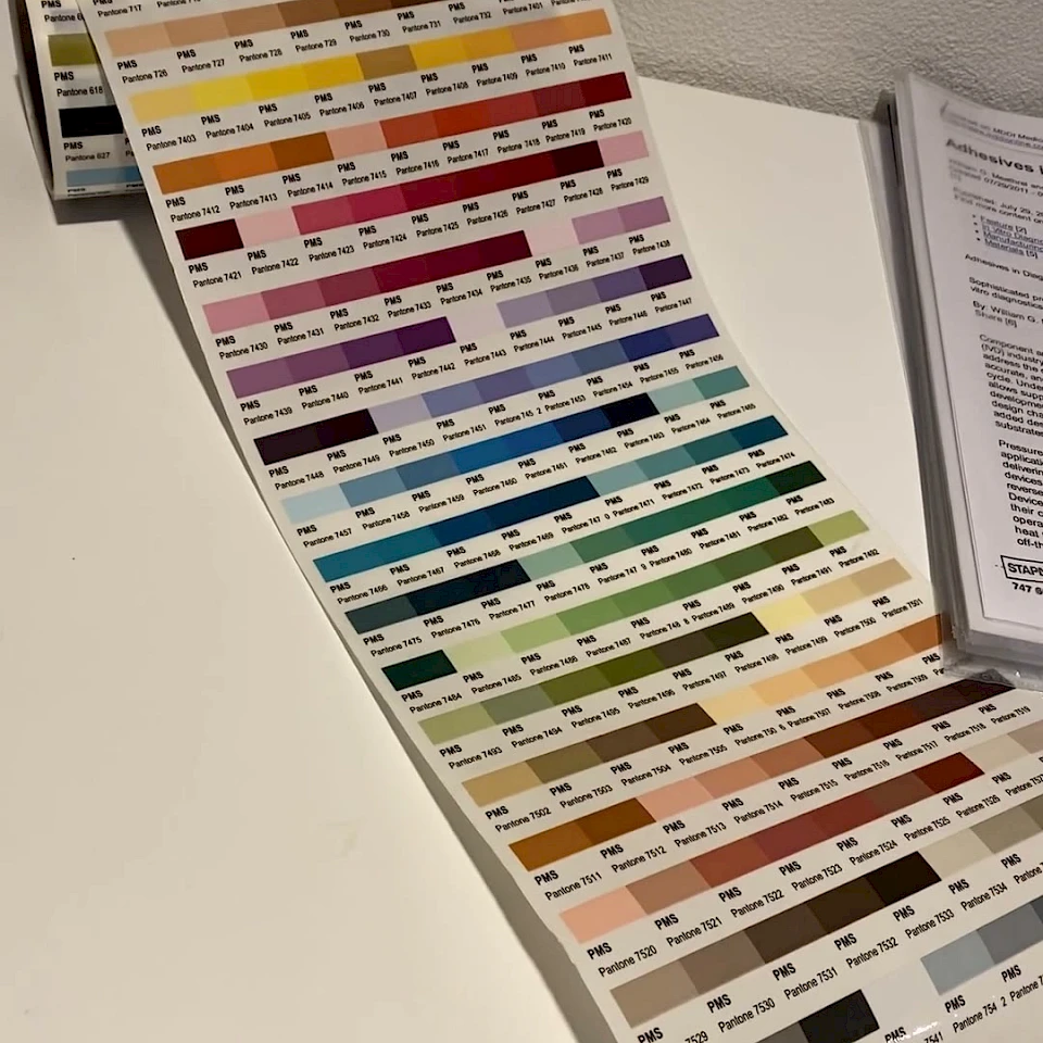 Color swatch strip on desk