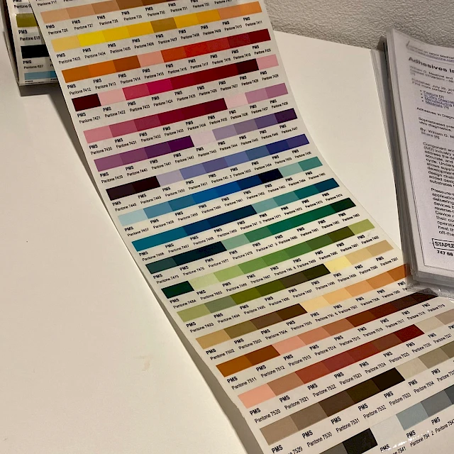 Color swatch strip on desk