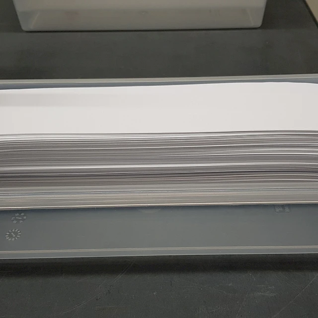 Cut strips in plastic tray