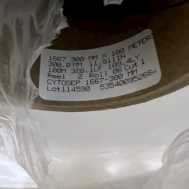 Cytosep roll core label in plastic