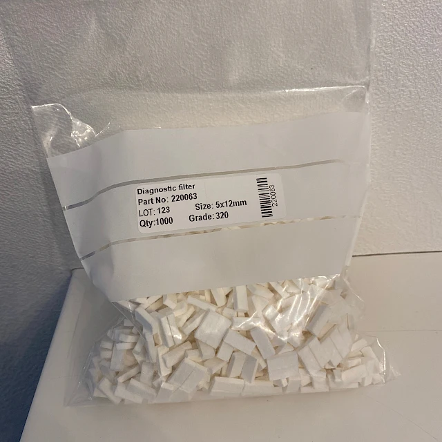 Diagnostic filter pads in labelled zip bag