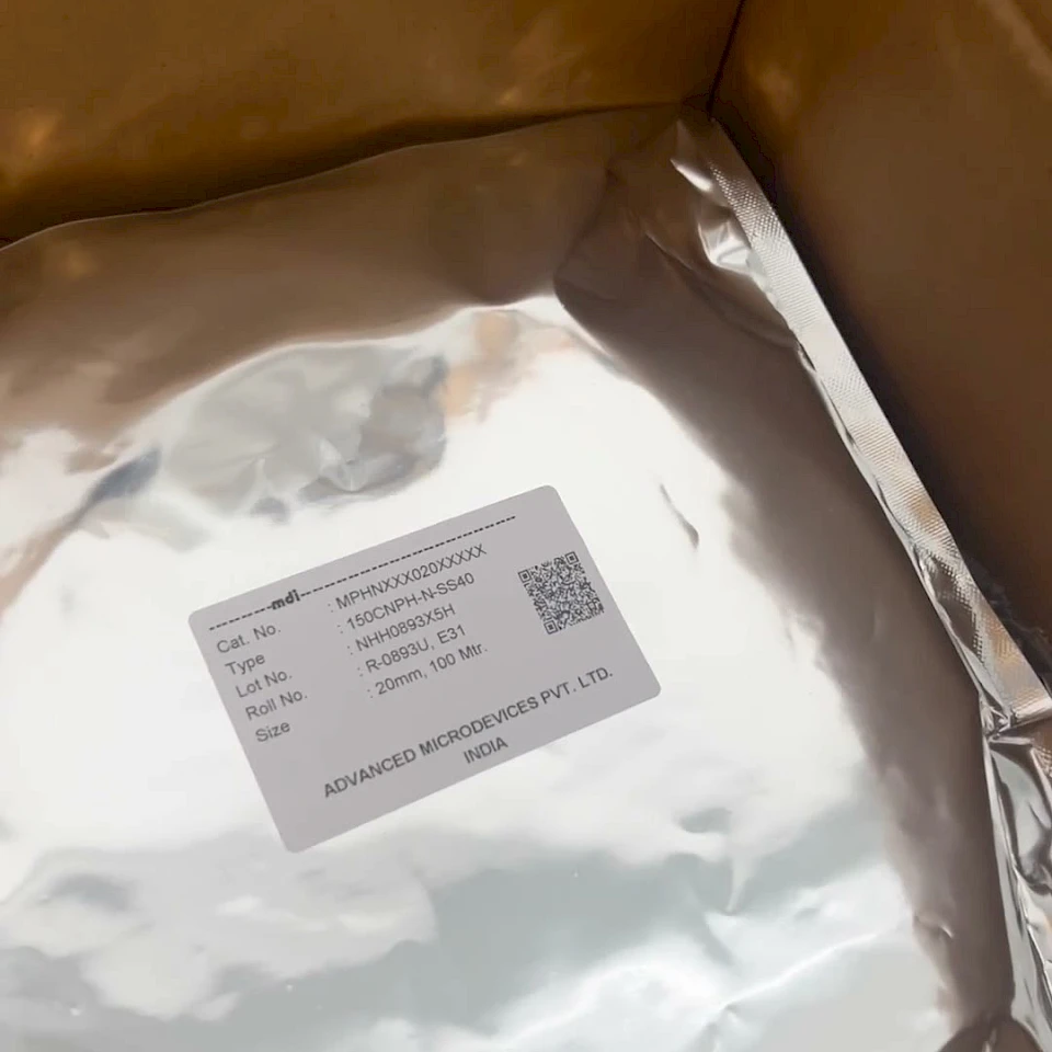 Foil bag of membrane in open carton