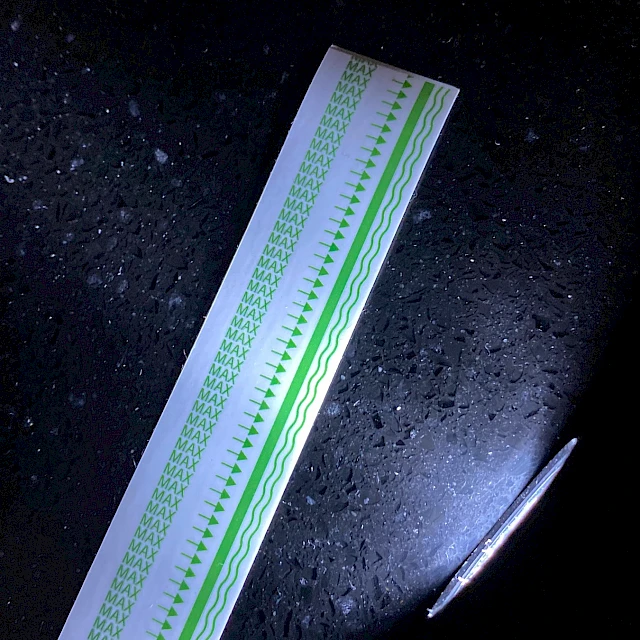 Green printed strip with flashlight