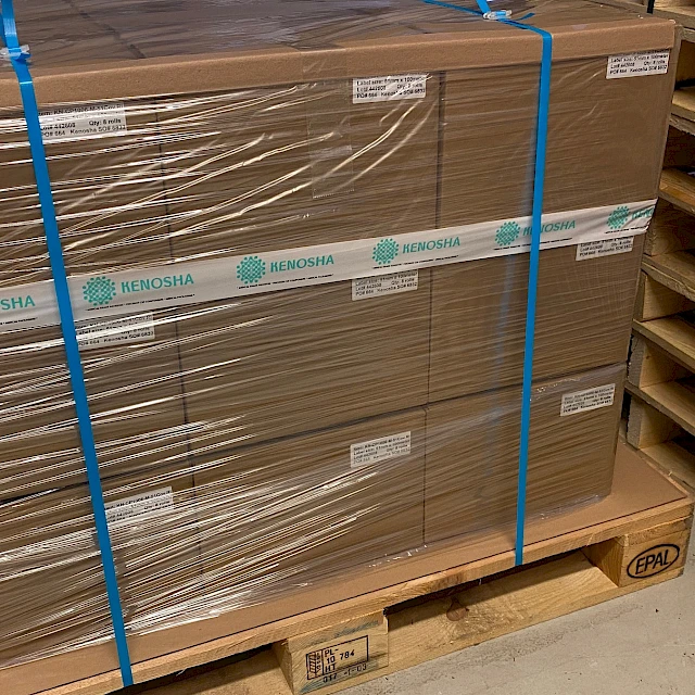 Kenosha banded cartons on euro pallet