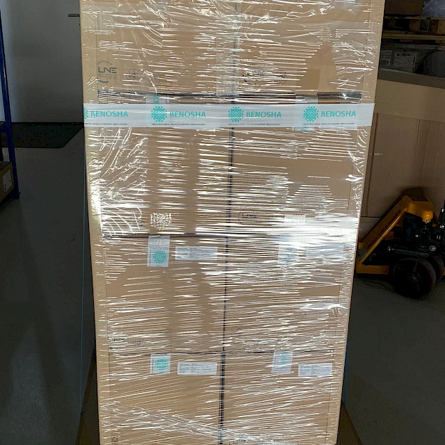 Kenosha branded pallet stretch wrapped