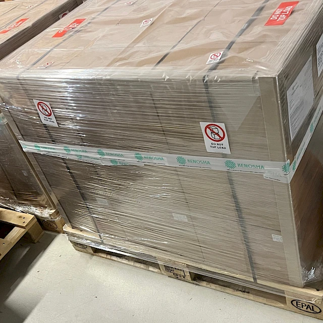 Kenosha taped pallets ready for shipping