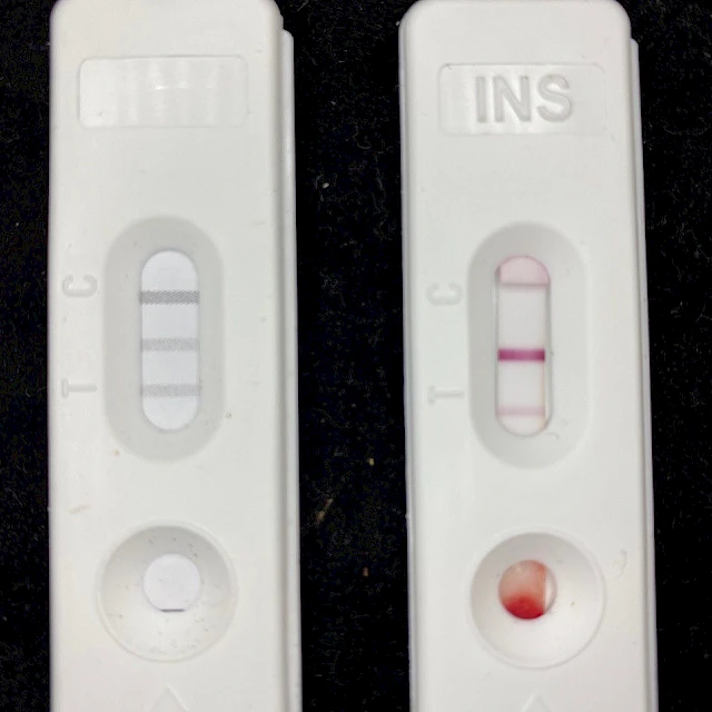 Lateral flow test cassettes negative and positive