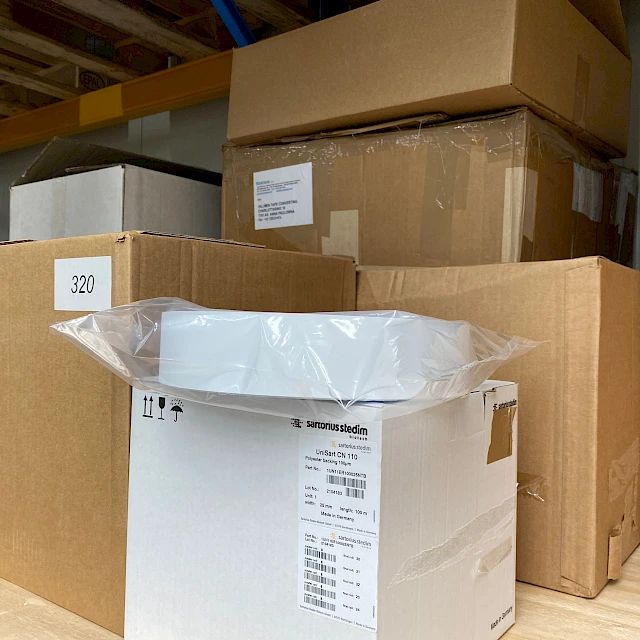 Membrane roll in sartorius box warehouse