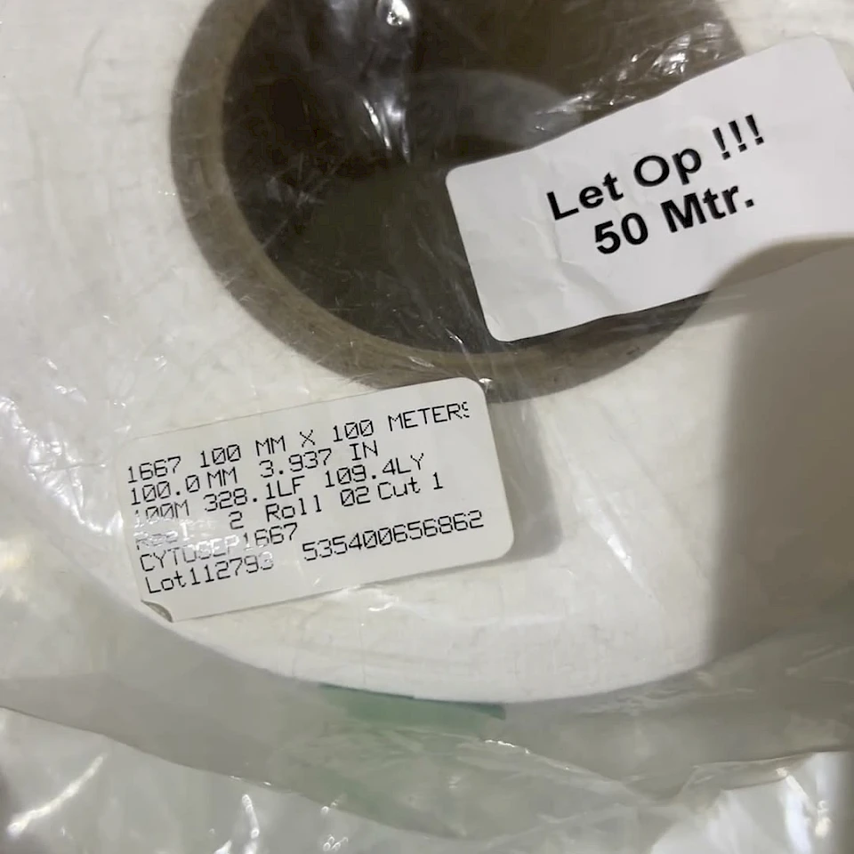 Membrane roll with let op 50m sticker