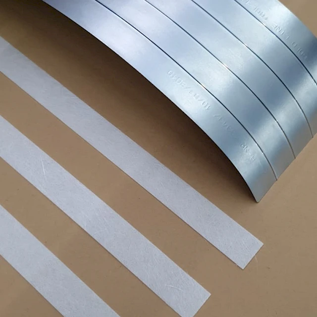 Metallic foil laminate slit strips