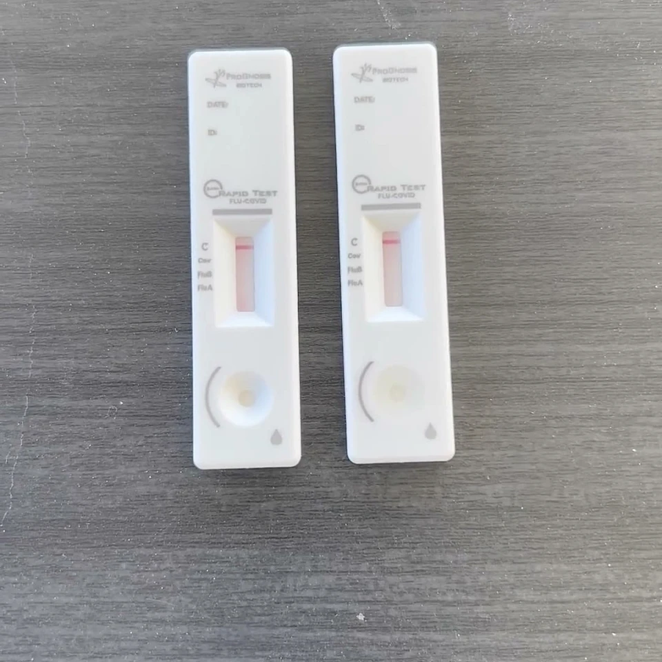 Pair of rapid test cassettes top view