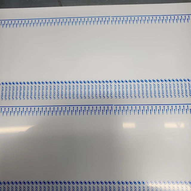Printed blue marks sheet on table