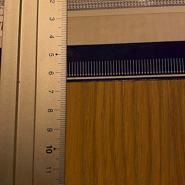 Printed strip sample ruler measurement close