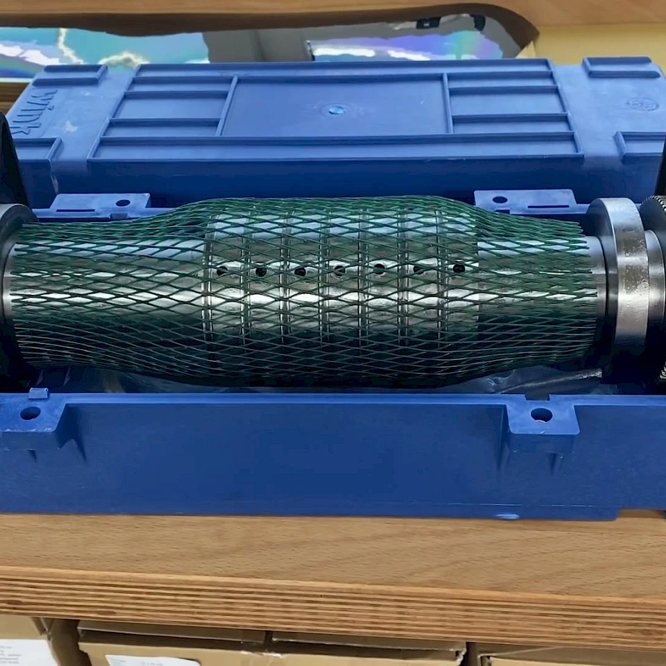 Rotary cutting die in blue storage case