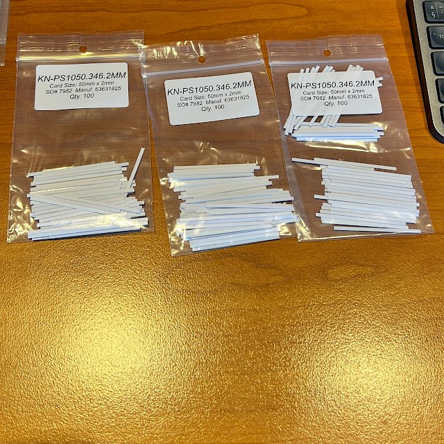 Sample strip bags on desk