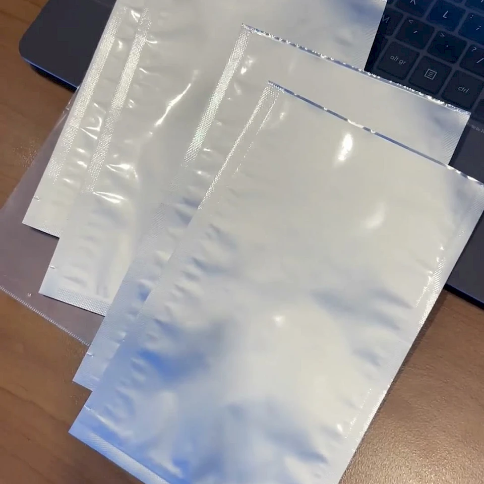 Silver foil pouches on laptop keyboard
