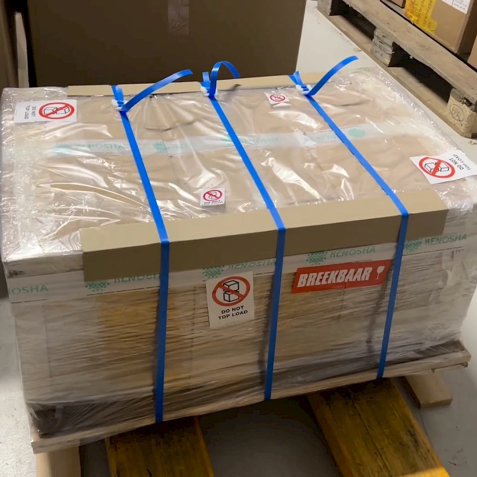 Small strapped fragile shipment on pallet