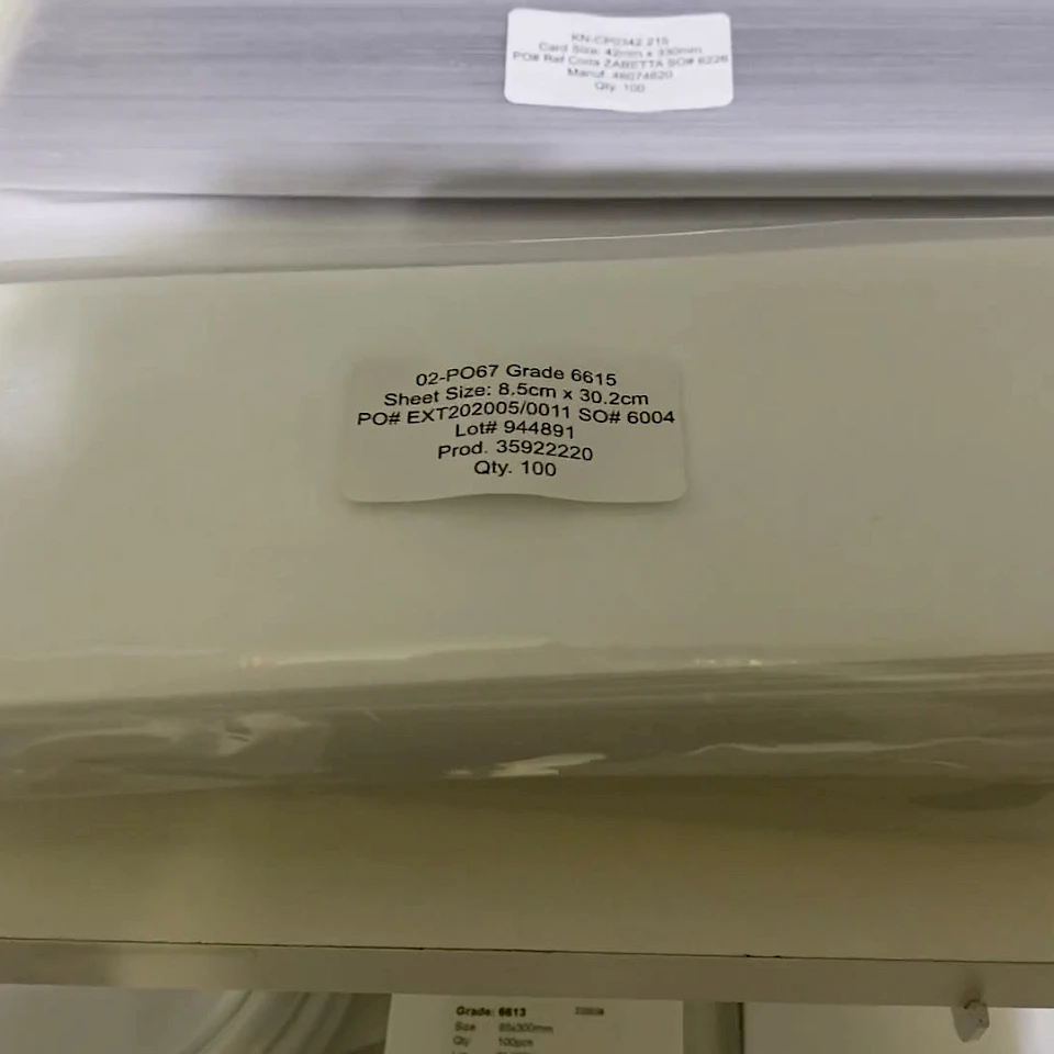 Stacked membrane sheets in labelled bags