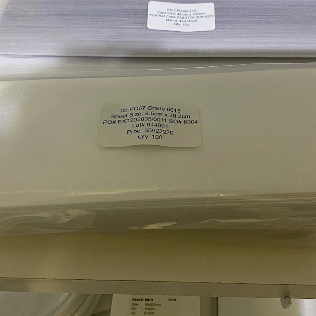 Stacked membrane sheets in labelled bags