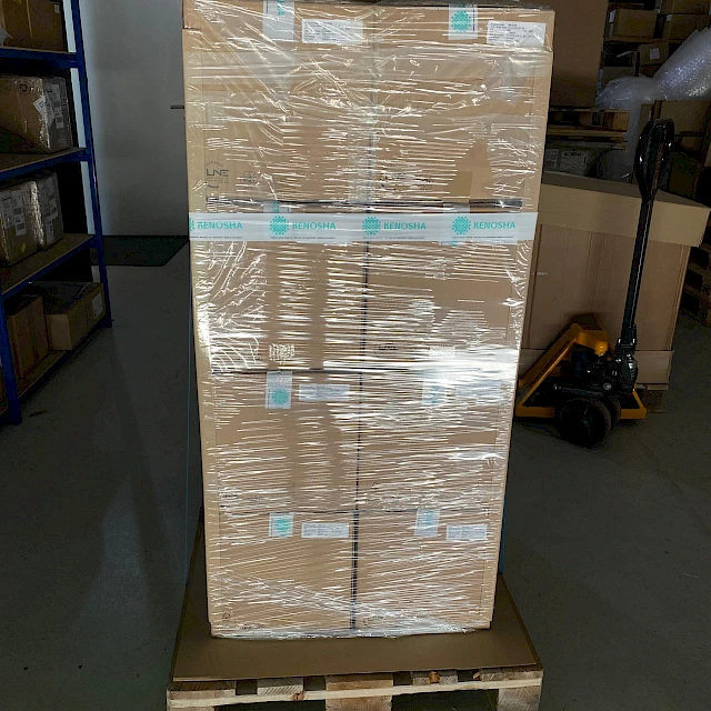 Tall kenosha taped pallet wrapped