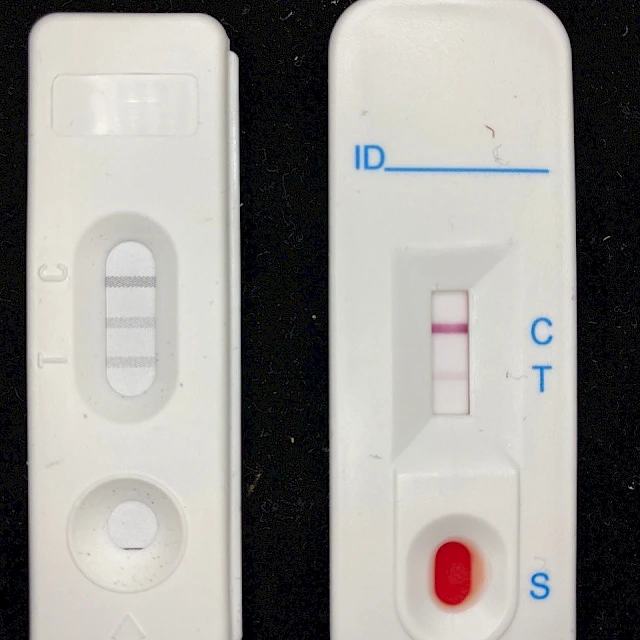 Test cassettes blank and with blood sample