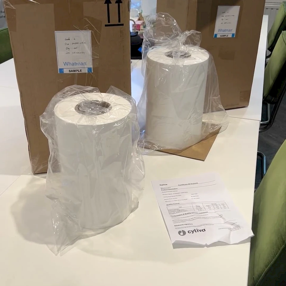 Whatman rolls and boxes on meeting table