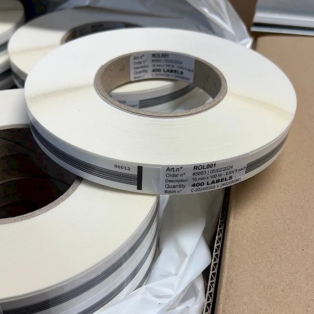 White label rolls in carton angle