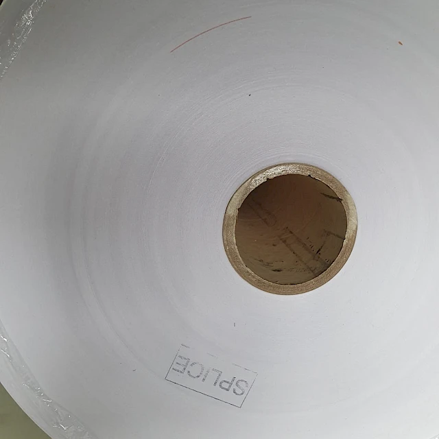 White paper roll with splice stamp
