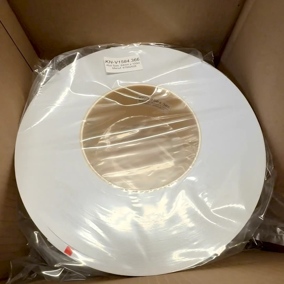 White roll bagged in carton top view