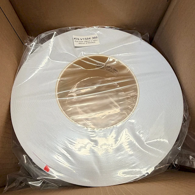 White roll bagged in carton top view