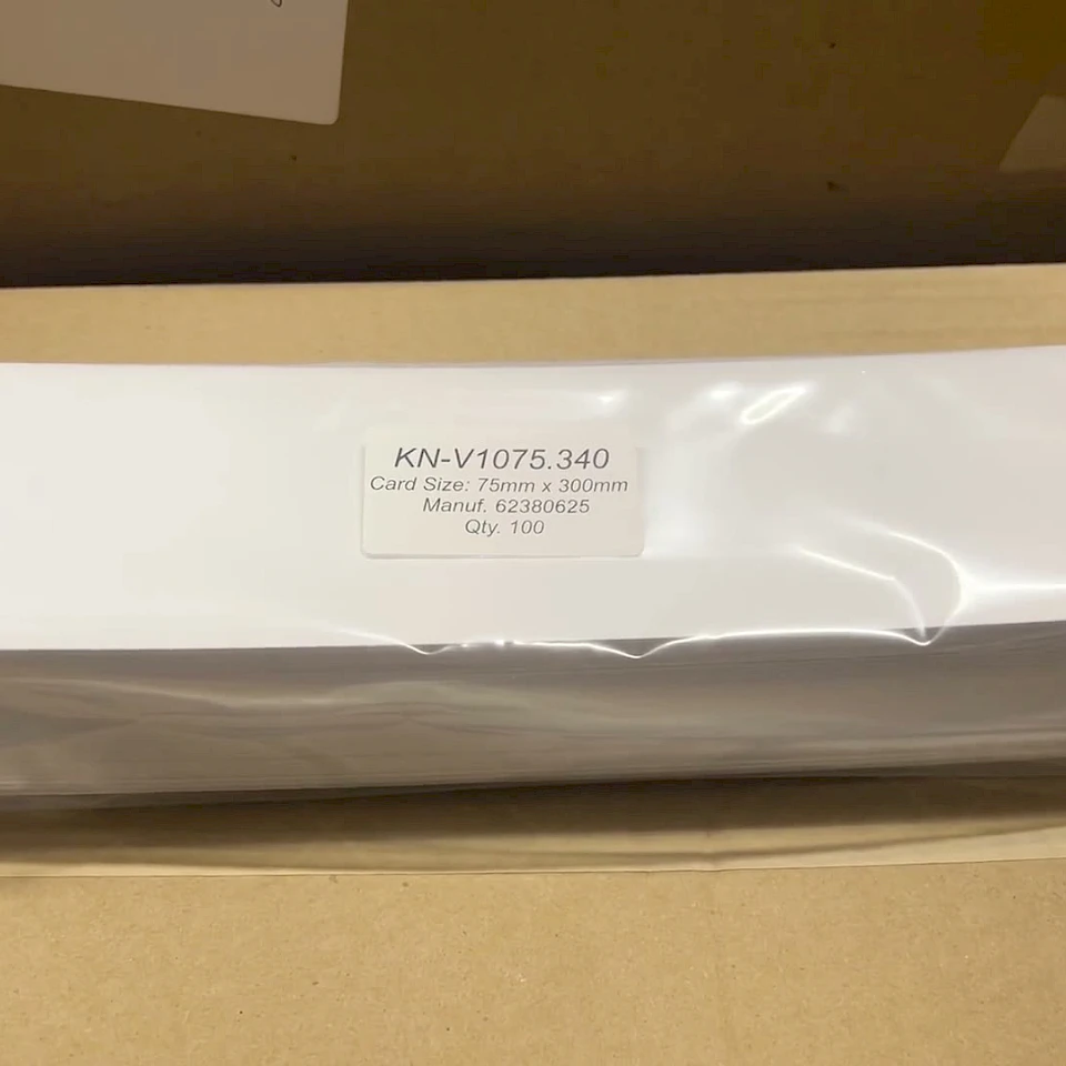 Wrapped KN v1075 card stack in box