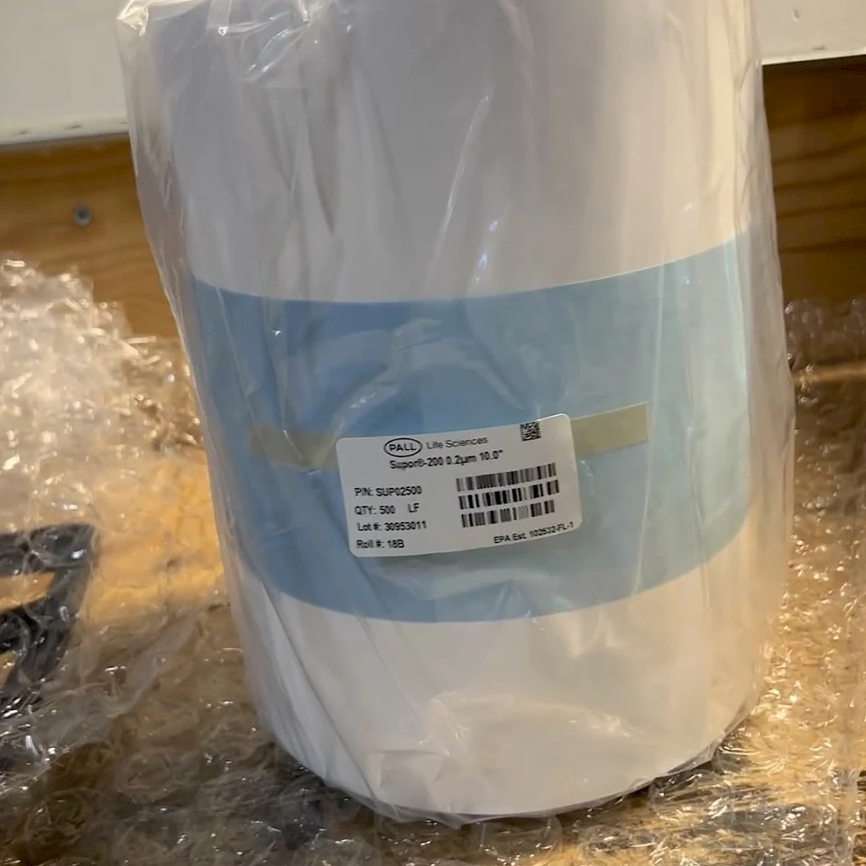 Wrapped supor membrane roll on bubble wrap