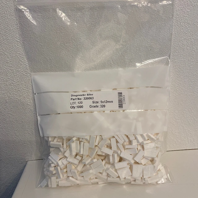 Zip bag of diagnostic filter pads front
